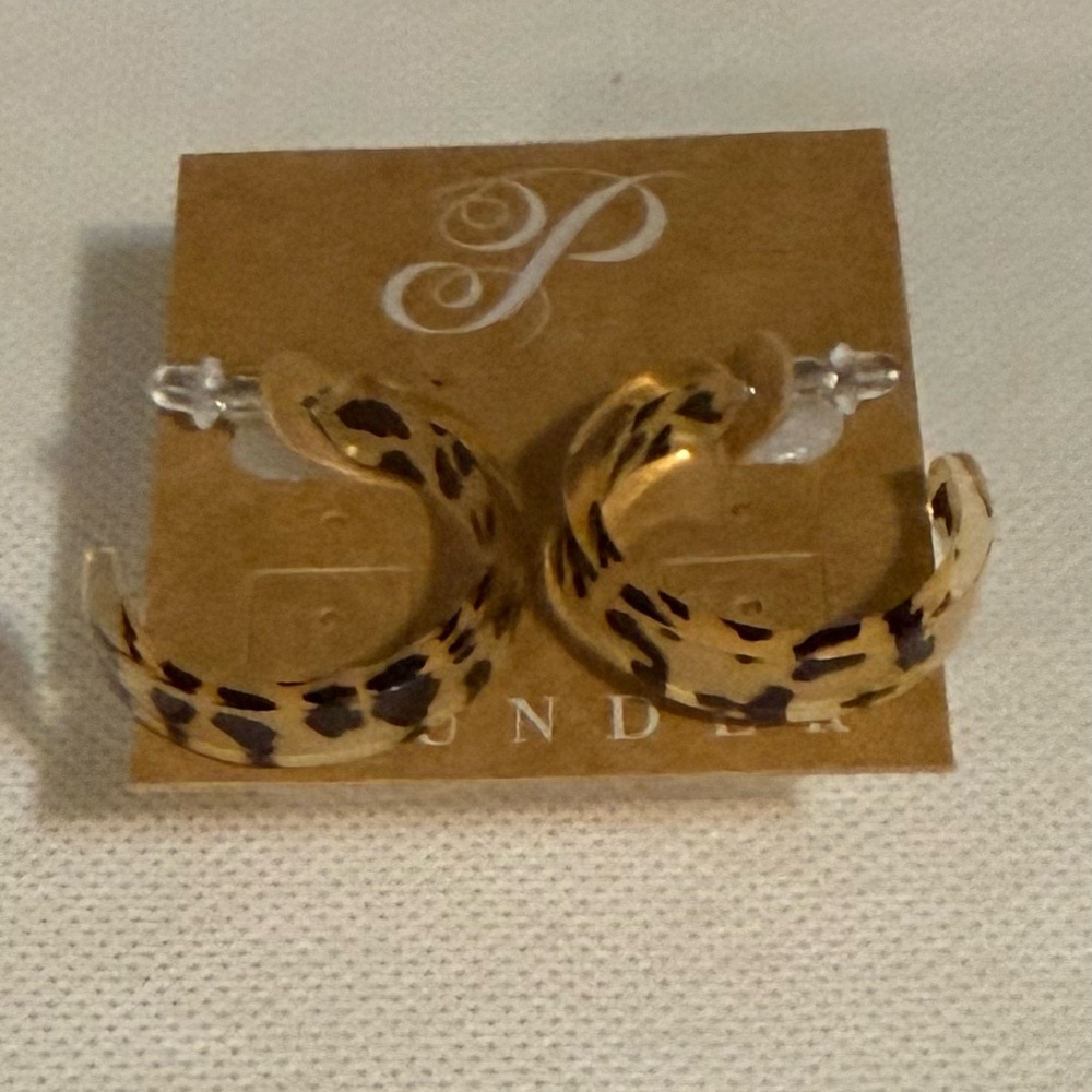 Plunder Gold Hoop Earrings with Black Leopard Spots